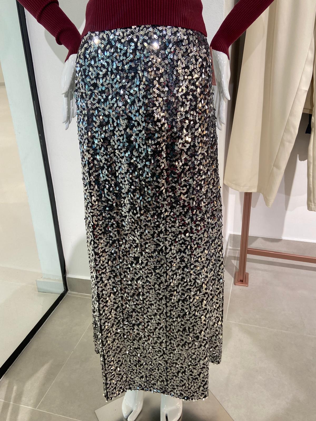 Silver Sequin Skirt