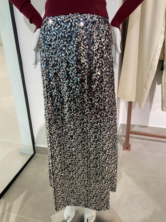 Silver Sequin Skirt