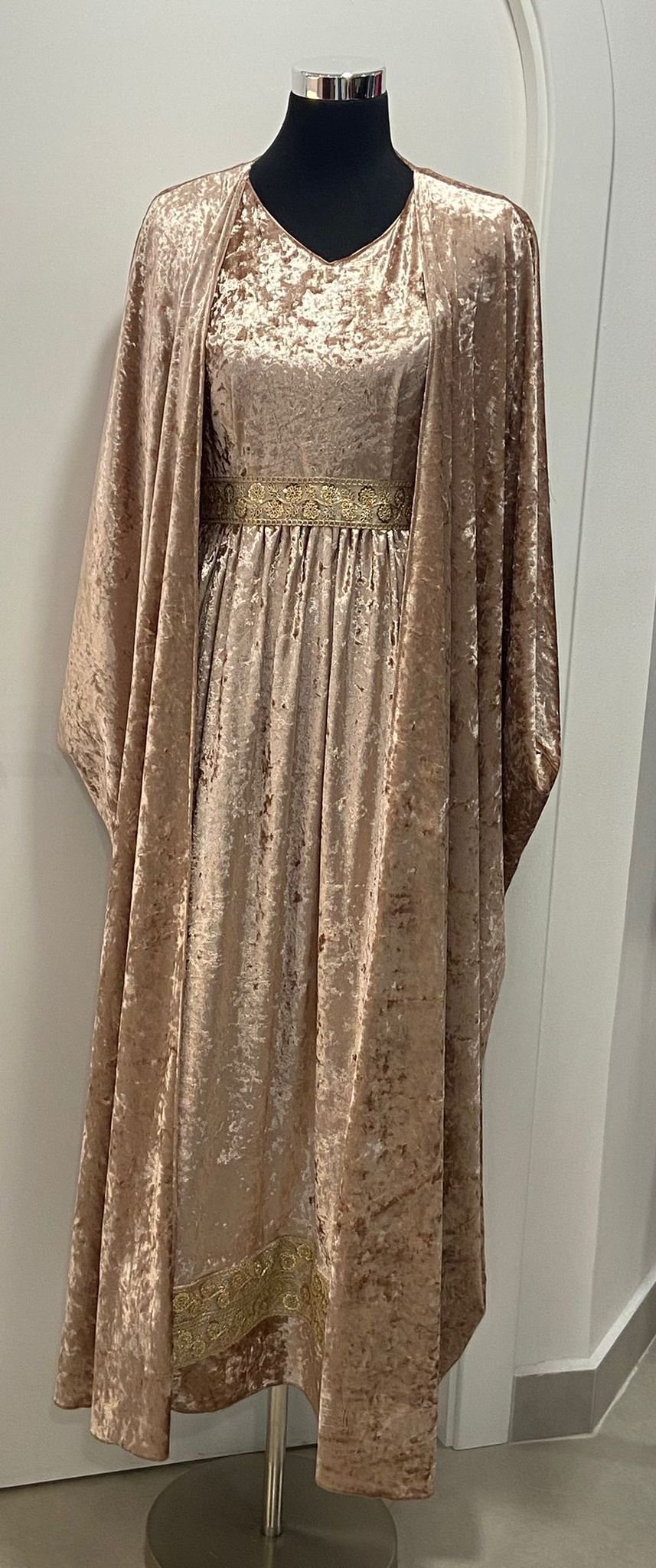 Ice Velvet Rose Gold Abaya with dress