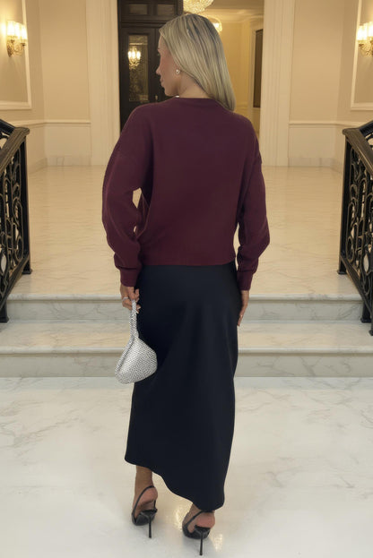 Burgundy Jewel Neck Jumper