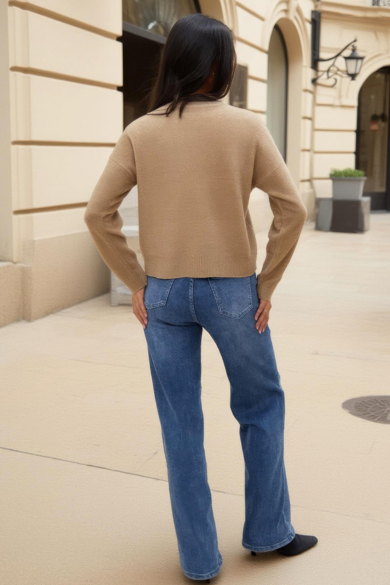Oatmeal Pearl Crew Neck Jumper