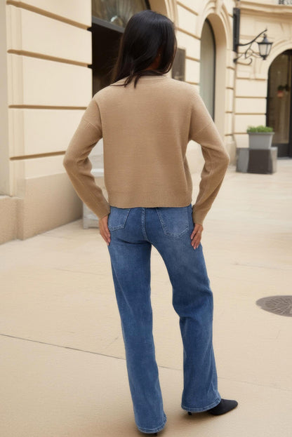 Oatmeal Pearl Crew Neck Jumper