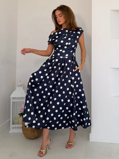 Betty Skater Polka Navy