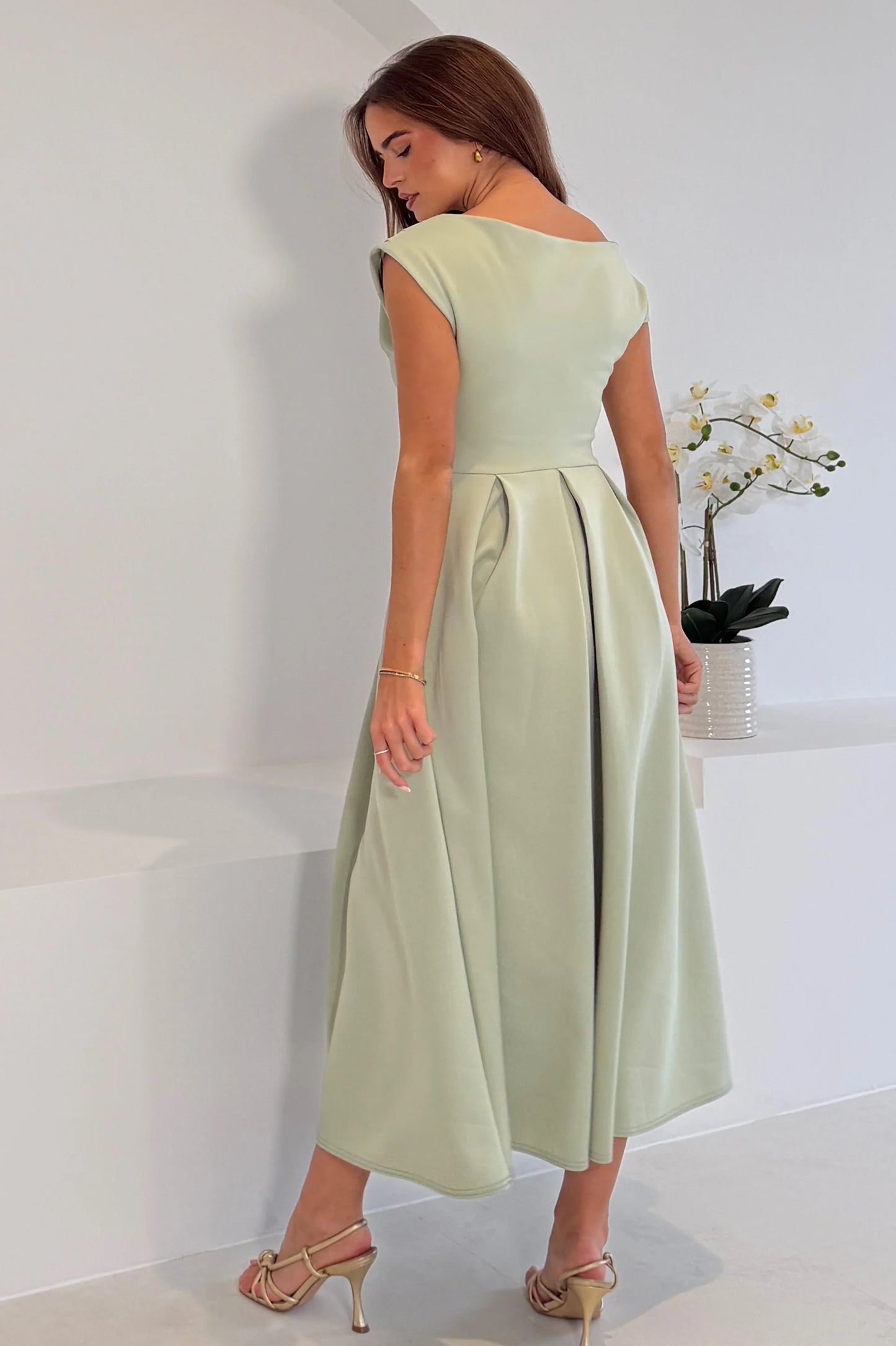 Betty Skater midi dress Sage