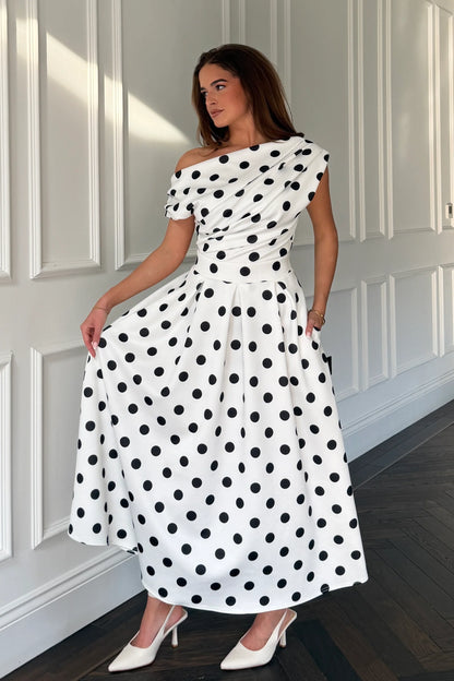 Kristen Midi Skater Skirt Polka