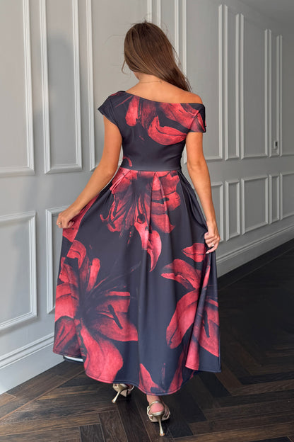 Betty Asymmetric Skater Floral Dress