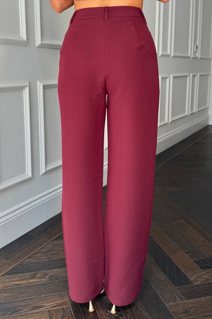 Jo Pleat Detail Tailored Trouser Berry