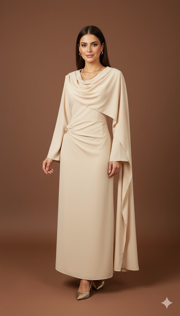 Long Dress with gold pin
