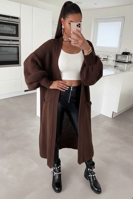 Long open vest with pockets