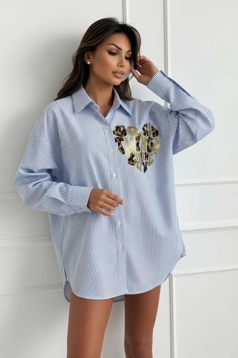 Blue Oversize striped shirt
