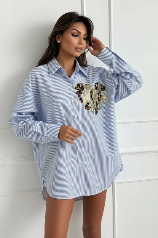Blue Oversize striped shirt