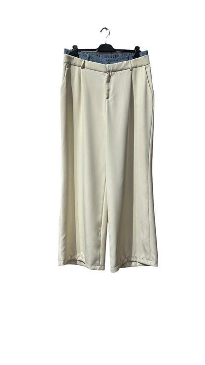 Wide-leg pants with denim detail PLUS Size